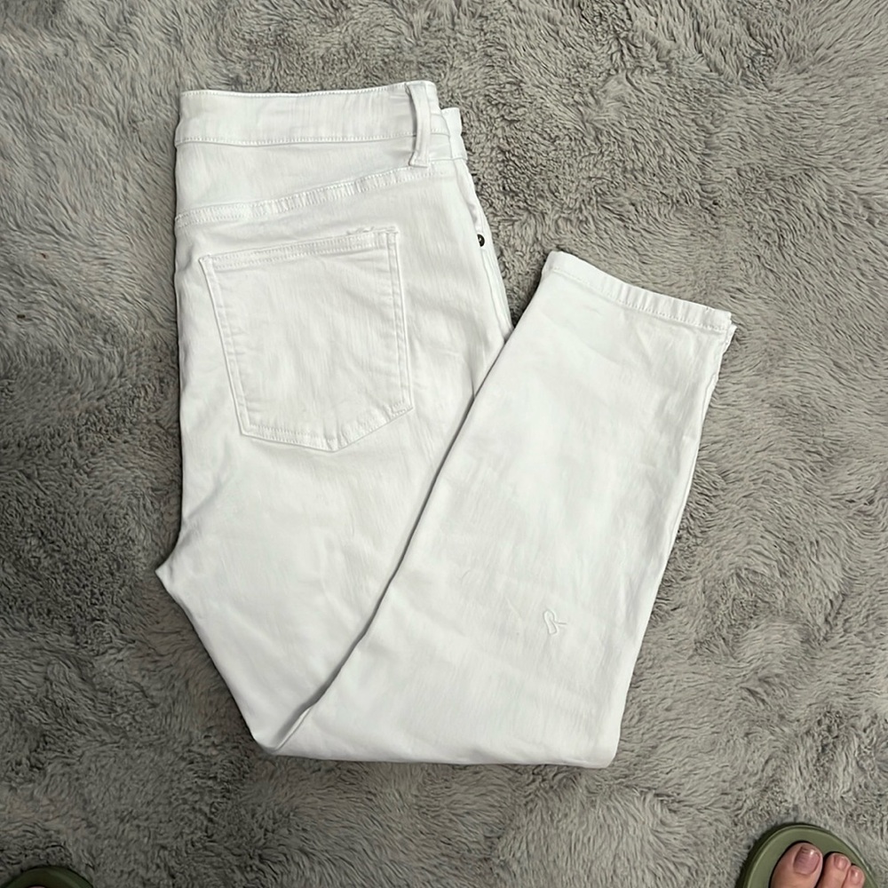 Cosmic Blue Love - Adrianne Boyfriend Jean - white - Capris